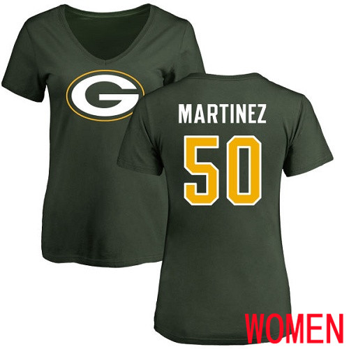Green Bay Packers Green Women #50 Martinez Blake Name And Number Logo Nike NFL T Shirt